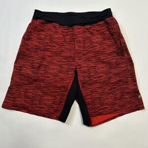 Lululemon Shorts Mens Medium Red Black Surge Lined Drawstring Athletic Gym